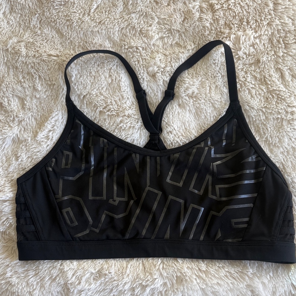 Victoria’s Secret Pink Black Graphic Sports Bra